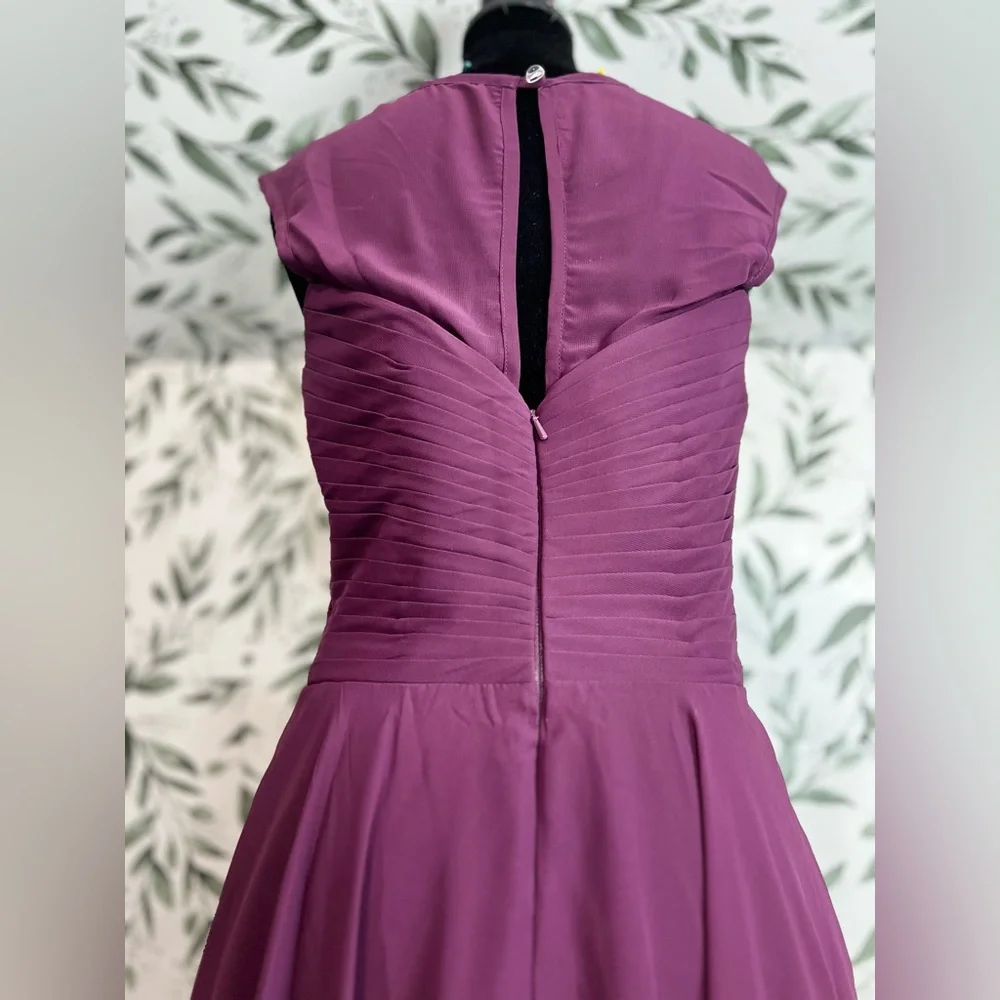 Raspberry Sz S (6) Bridesmaid Pleated Chiffon Prom Cocktail Formal Dress #9 - Picture 10 of 11